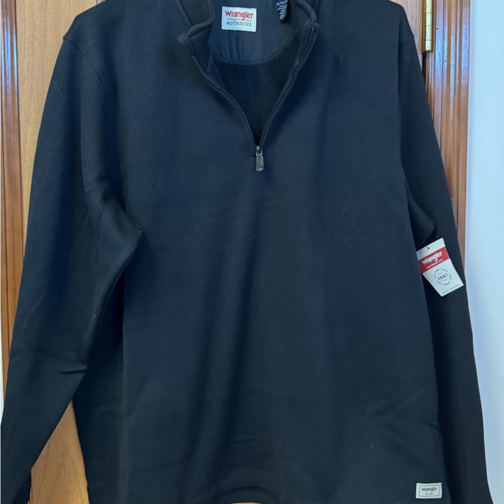 Wrangler Mens Black Texture QuarterZip Pullover Sweatshirt Sweater XL